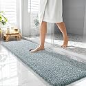 OLANLY Microfiber Soft Bathroom Rugs Mats 59x20, Blackish Green and White