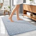 OLANLY Microfiber Soft Bathroom Rugs Mats 44x32, Cornflower Blue and White
