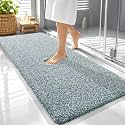 OLANLY Microfiber Soft Bathroom Rugs Mats 59x24, Blackish Green and White