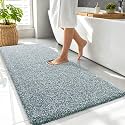 OLANLY Microfiber Soft Bathroom Rugs Mats 47x24, Blackish Green and White