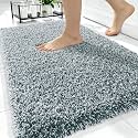 OLANLY Microfiber Soft Bathroom Rugs Mats 34x21, Blackish Green and White