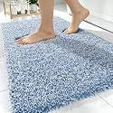 OLANLY Microfiber Soft Bathroom Rugs Mats 30x20, Cornflower Blue and White