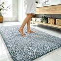 OLANLY Microfiber Soft Bathroom Rugs Mats 59x35, Blackish Green and White