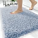 OLANLY Microfiber Soft Bathroom Rugs Mats 34x21, Cornflower Blue and White