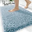 OLANLY Microfiber Soft Bathroom Rugs Mats 34x21, Peacock Blue and White