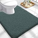 OLANLY Microfiber Soft Bathroom Toilet Rugs U-Shaped, 24x20, Blackish Green