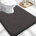 OLANLY Microfiber Soft Bathroom Toilet Rugs U-Shaped, 24x20, Dark Grey