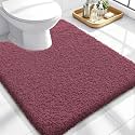 OLANLY Microfiber Soft Bathroom Toilet Rugs U-Shaped, 24x20, Burgundy