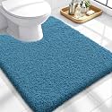 OLANLY Microfiber Soft Bathroom Toilet Rugs U-Shaped, 24x20, Peacock Blue
