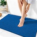 OLANLY Thick Chenille Absorbent Bathroom Rugs Mat 36x24, Deep Navy Blue