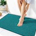 OLANLY Thick Chenille Absorbent Bathroom Rugs Mat 36x24, Deep Lake