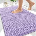 OLANLY Thick Chenille Absorbent Bathroom Rugs Mat 34x21, Lavender