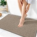 OLANLY Thick Chenille Absorbent Bathroom Rugs Mat 36x24, Warm Taupe