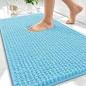 OLANLY Thick Chenille Absorbent Bathroom Rugs Mat 30x20, Sky Blue