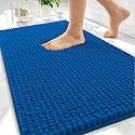 OLANLY Thick Chenille Absorbent Bathroom Rugs Mat 30x20, Deep Navy Blue