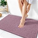 OLANLY Thick Chenille Absorbent Bathroom Rugs Mat 36x24, Deep Plum