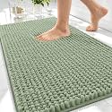 OLANLY Thick Chenille Absorbent Bathroom Rugs Mat 30x20, Sage Green