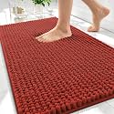 OLANLY Thick Chenille Absorbent Bathroom Rugs Mat 30x20, Rustic Terracotta