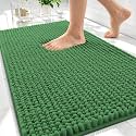 OLANLY Thick Chenille Absorbent Bathroom Rugs Mat 30x20, Olive Green