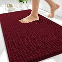 OLANLY Thick Chenille Absorbent Bathroom Rugs Mat 30x20, Burgundy