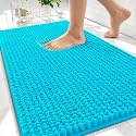 OLANLY Thick Chenille Absorbent Bathroom Rugs Mat 30x20, Aqua Sky
