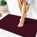 OLANLY Thick Chenille Absorbent Bathroom Rugs Mat 36x24, Black Cherry