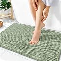 OLANLY Thick Chenille Absorbent Bathroom Rugs Mat 36x24, Sage Green