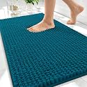 OLANLY Thick Chenille Absorbent Bathroom Rugs Mat 30x20, Peacock Blue