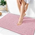 OLANLY Thick Chenille Absorbent Bathroom Rugs Mat 36x24, Dusty Rose
