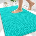 OLANLY Thick Chenille Bathroom Rugs 30x20, Soft Absorbent Bath Mat, Teal