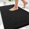 OLANLY Thick Chenille Bathroom Rugs 30x20, Soft Absorbent Bath Mat, Black