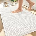 OLANLY Thick Chenille Bathroom Rugs 30x20, Soft Absorbent Bath Mat, Ivory