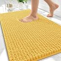 OLANLY Thick Chenille Bathroom Rugs 30x20, Soft Absorbent Bath Mat, Yellow