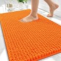 OLANLY Thick Chenille Bathroom Rugs 30x20, Soft Absorbent Bath Mat, Orange