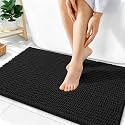 OLANLY Thick Chenille Bathroom Rugs 36x24, Soft Absorbent Bath Mat, Black