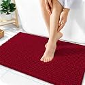 OLANLY Thick Chenille Bathroom Rugs 36x24, Soft Absorbent Bath Mat, Red