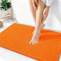 OLANLY Thick Chenille Bathroom Rugs 36x24, Soft Absorbent Bath Mat, Orange