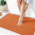OLANLY Thick Chenille Bathroom Rugs 36x24, Soft Absorbent Bath Mat, Clay