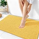OLANLY Thick Chenille Bathroom Rugs 36x24, Soft Absorbent Bath Mat, Yellow