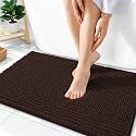 OLANLY Thick Chenille Bathroom Rugs 36x24, Soft Absorbent Bath Mat, Brown