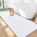 OLANLY Thick Chenille Bathroom Runner Rugs 59x24, Absorbent Bath Mat, White