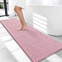 OLANLY Thick Chenille Bathroom Runner Rugs Mats 59x20, Dusty Rose