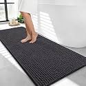 OLANLY Thick Chenille Bathroom Runner Rugs Mats 44x24, Dark Grey