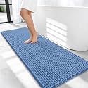 OLANLY Thick Chenille Bathroom Runner Rugs Mats 47x20, Cornflower Blue