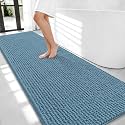 OLANLY Thick Chenille Bathroom Runner Rugs Mats 70x24, Airy Blue