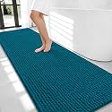 OLANLY Thick Chenille Bathroom Runner Rugs Mats 70x24, Peacock Blue