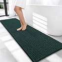 OLANLY Thick Chenille Bathroom Runner Rugs Mats 59x20, Blackish Green