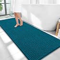 OLANLY Thick Chenille Bathroom Runner Rugs Mats 59x24, Peacock Blue