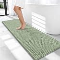 OLANLY Thick Chenille Bathroom Runner Rugs Mats 47x17, Sage Green