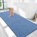 OLANLY Thick Chenille Bathroom Runner Rugs Mats 59x24, Cornflower Blue